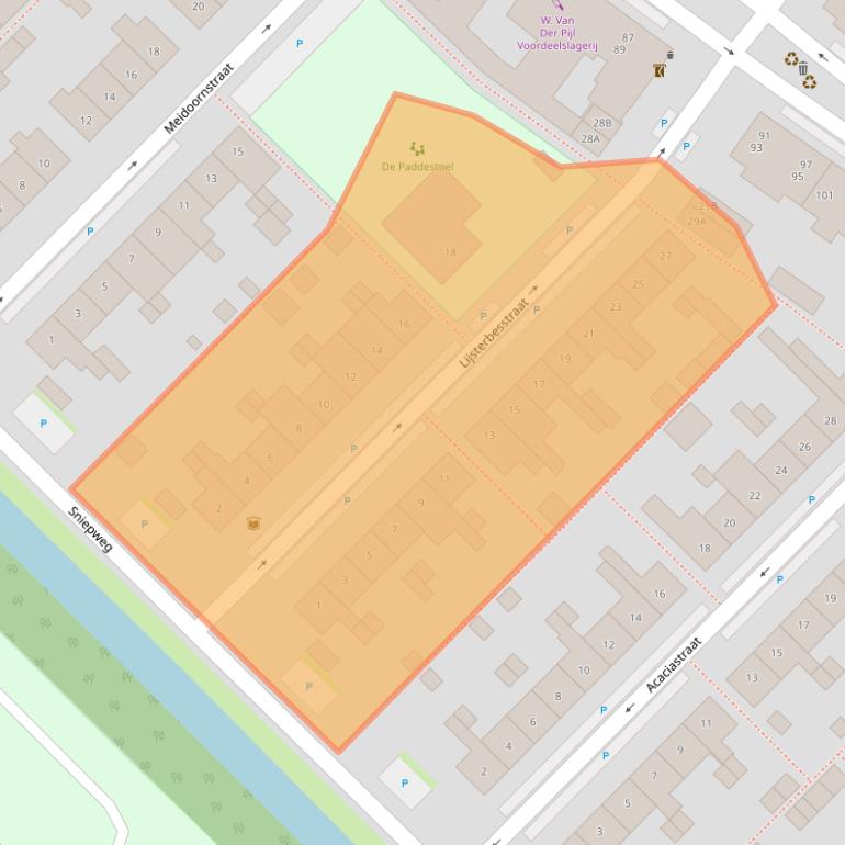 Kaart van postcodegebied 2742XS.