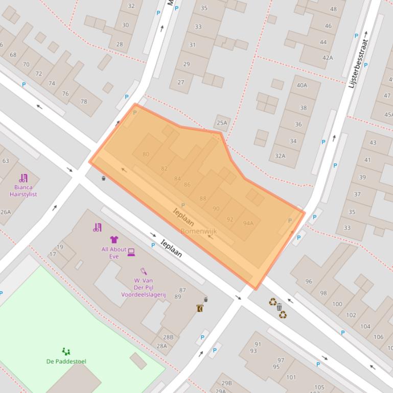 Kaart van postcodegebied 2742XV.