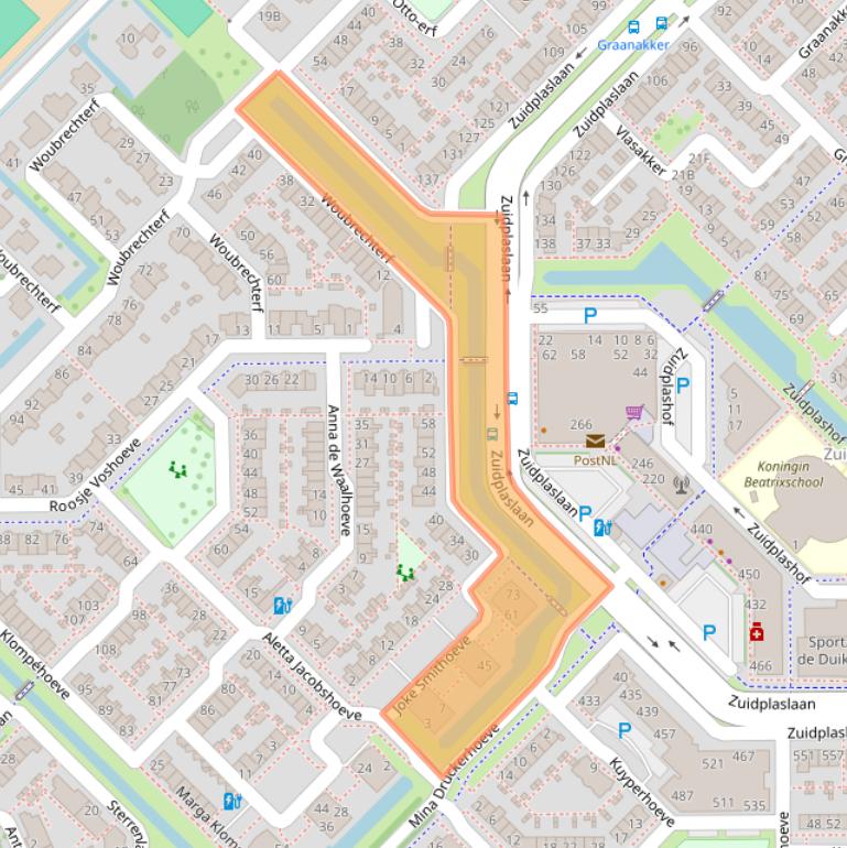 Kaart van postcodegebied 2743JB.