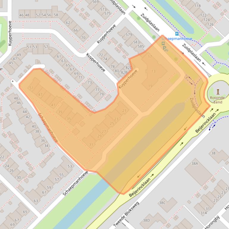 Kaart van postcodegebied 2743JT.