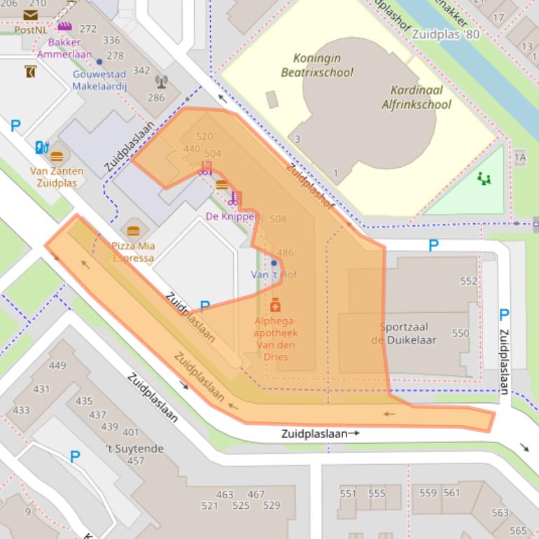 Kaart van postcodegebied 2743KG.