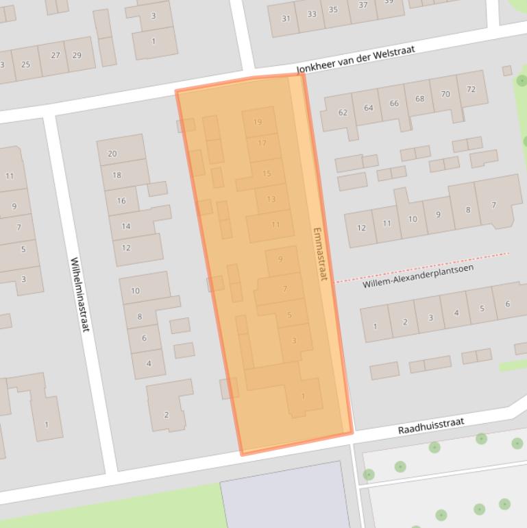 Kaart van postcodegebied 2751BN.