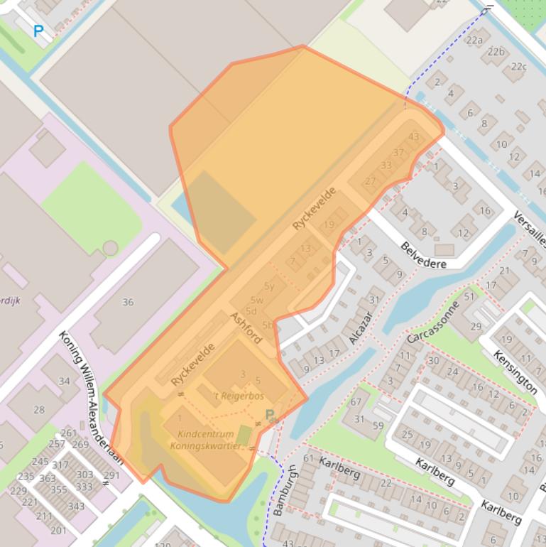 Kaart van postcodegebied 2761KZ.