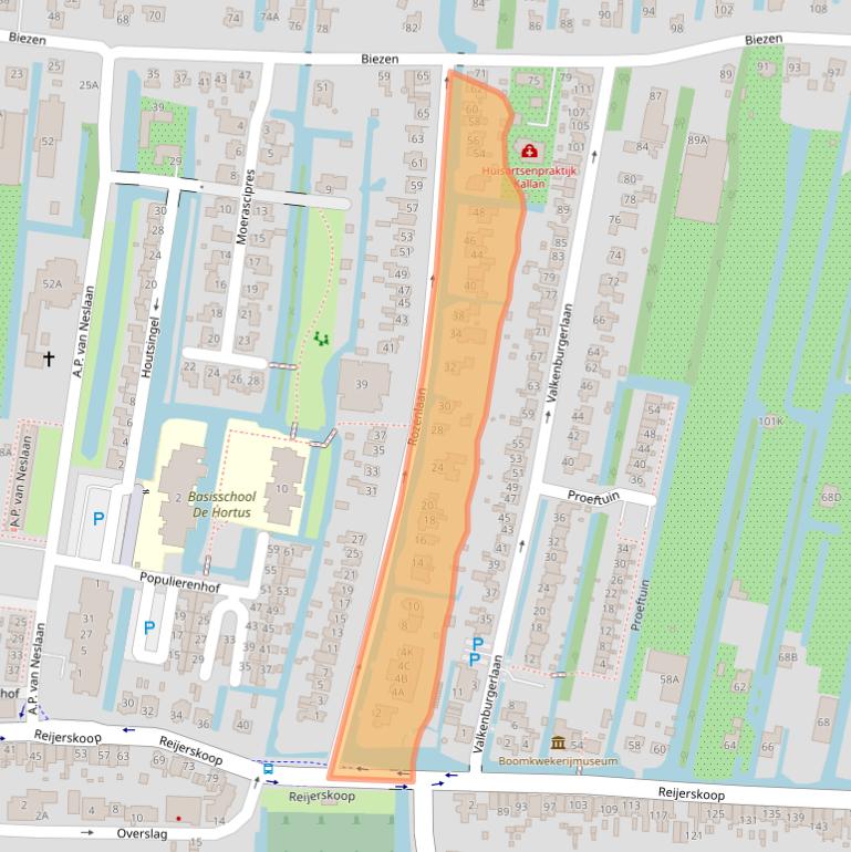 Kaart van postcodegebied 2771DD.