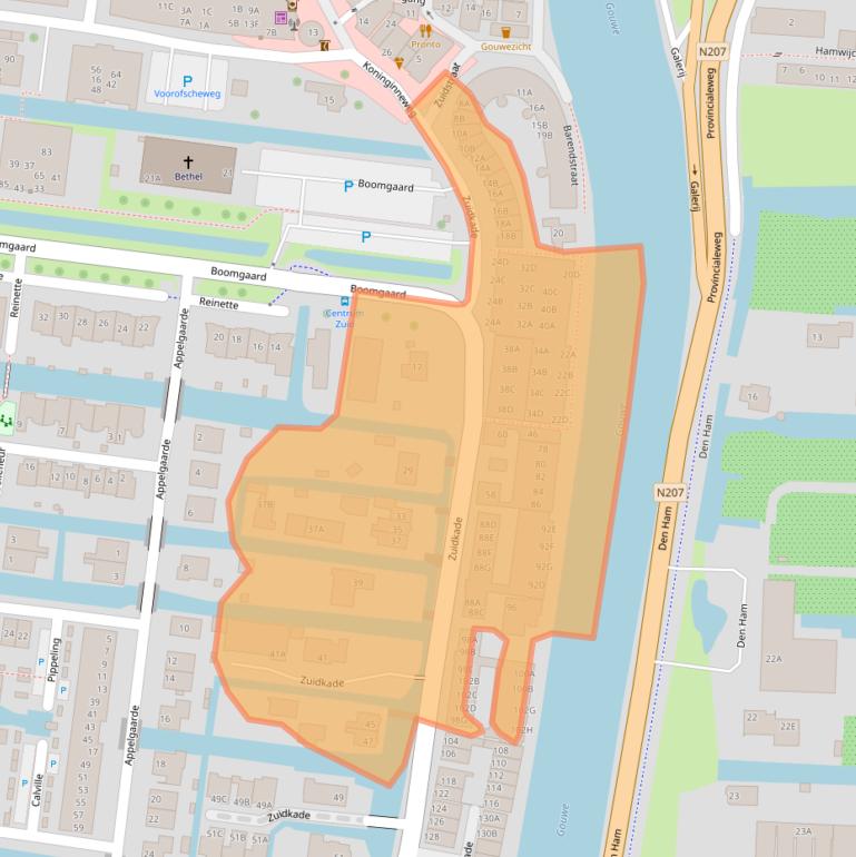 Kaart van postcodegebied 2771DP.