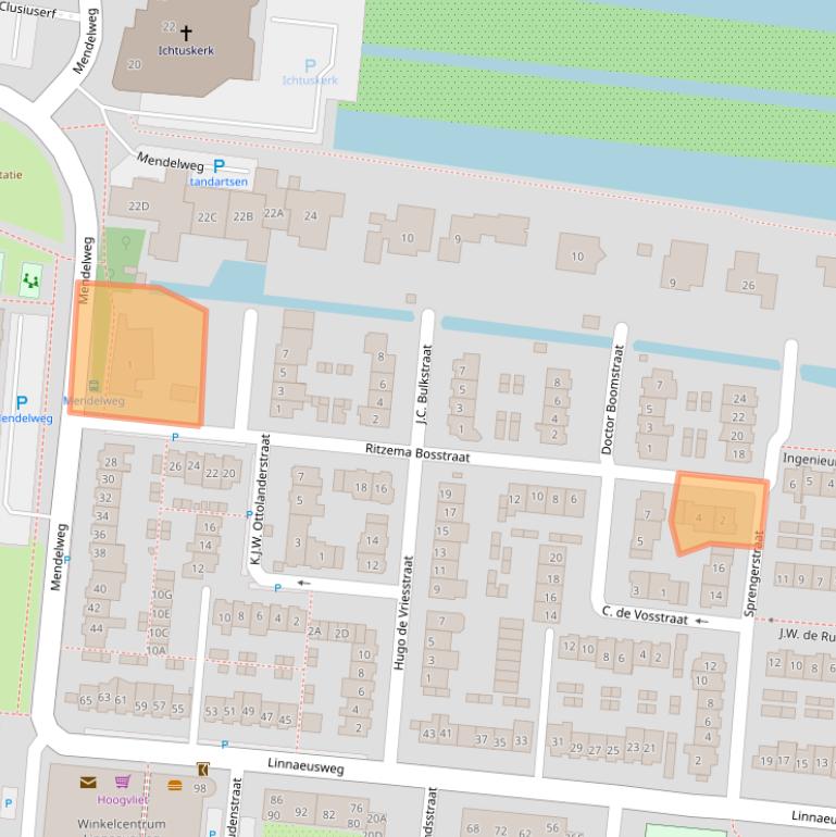 Kaart van postcodegebied 2771JA.