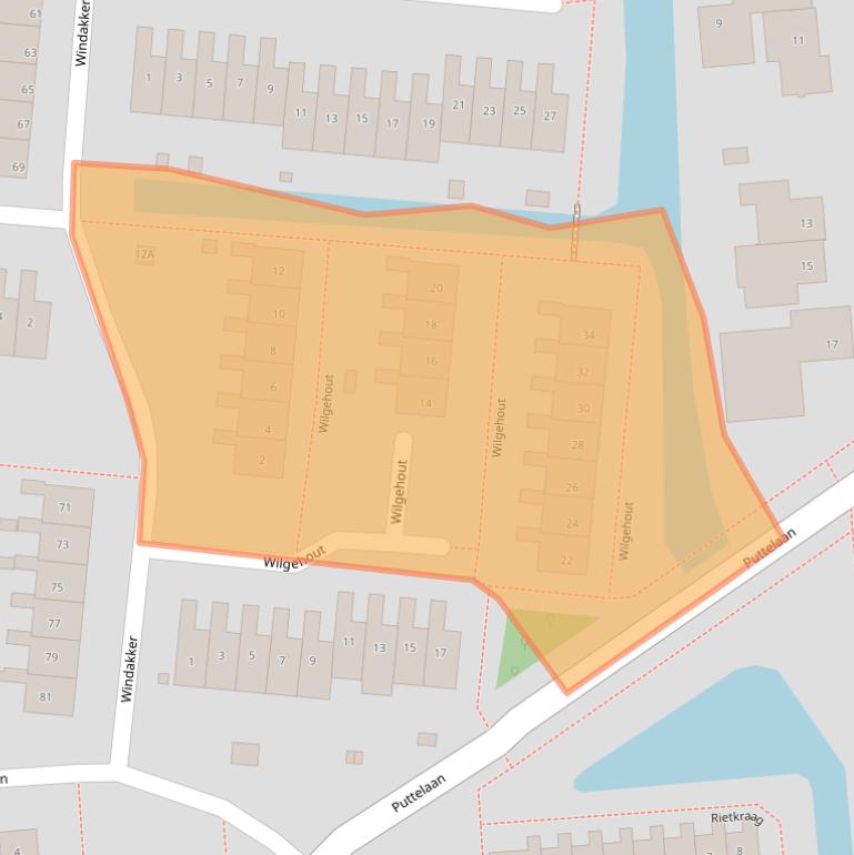 Kaart van postcodegebied 2771LP.