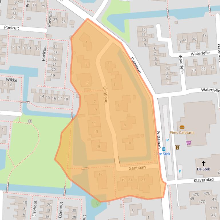 Kaart van postcodegebied 2771SL.