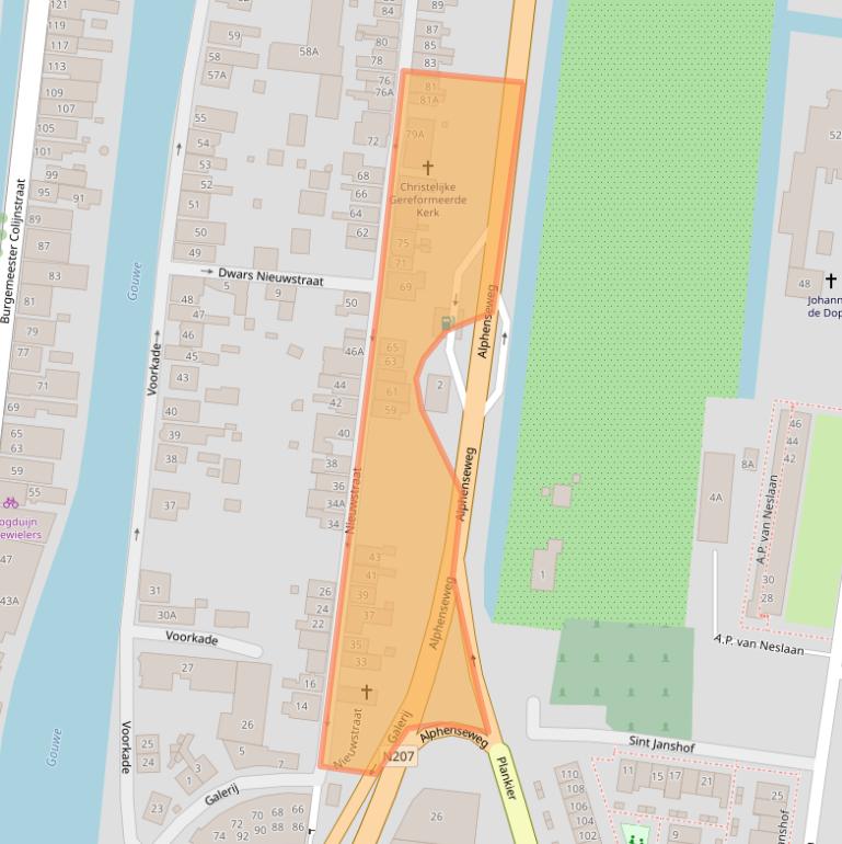 Kaart van postcodegebied 2771XH.