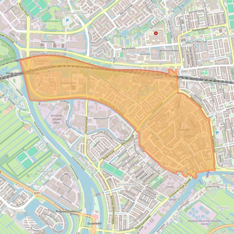 Kaart van postcodegebied 2801.