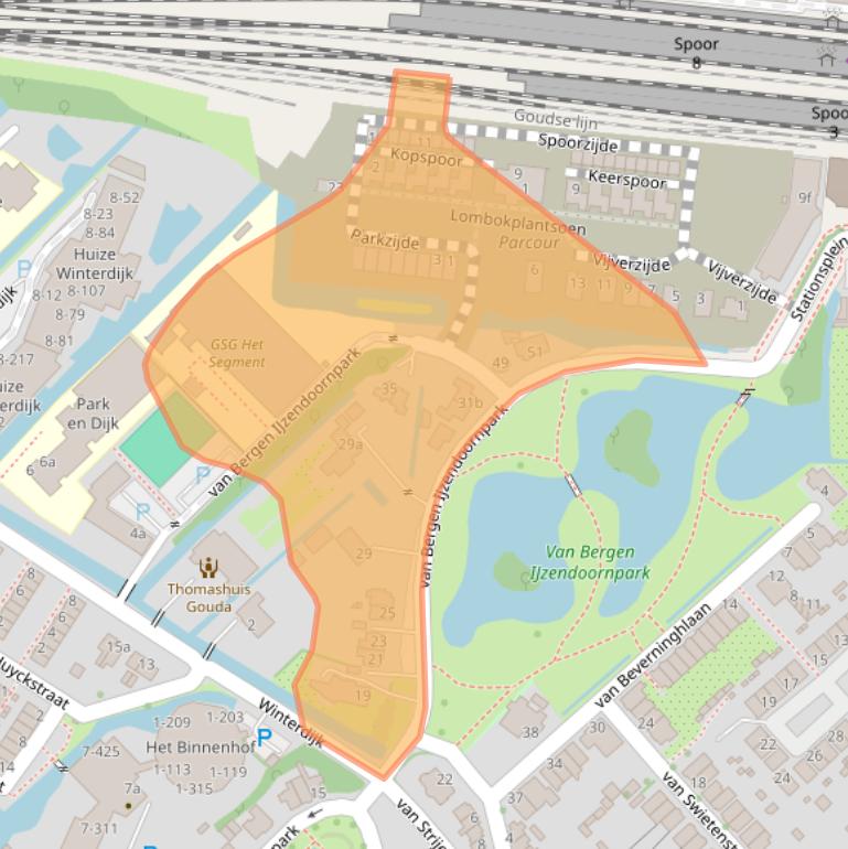 Kaart van postcodegebied 2801AB.