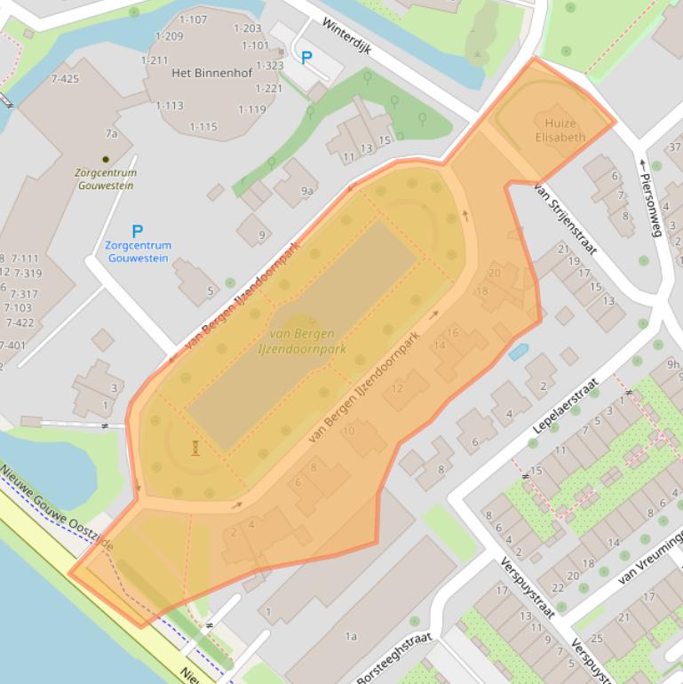 Kaart van postcodegebied 2801AC.