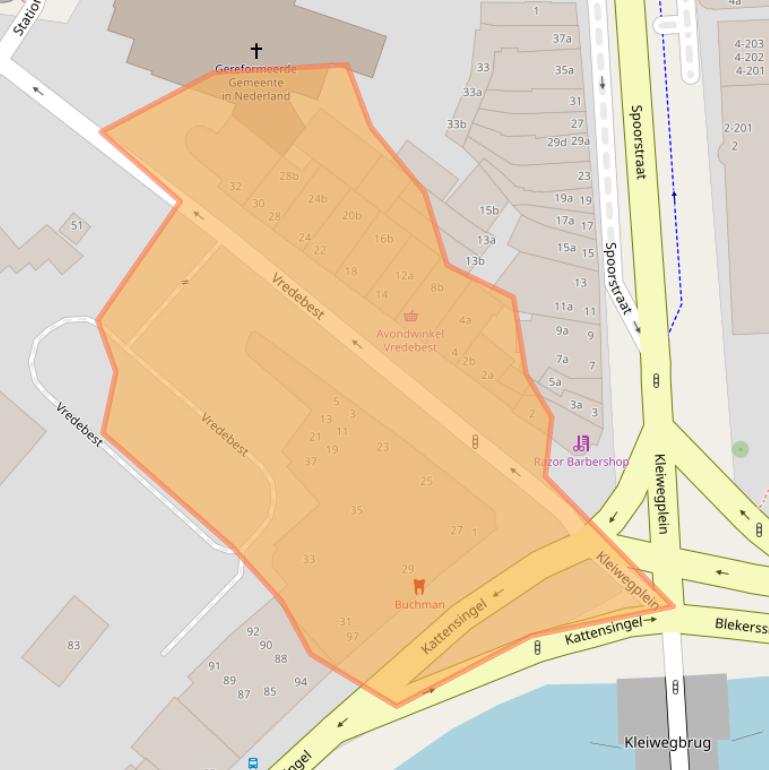 Kaart van postcodegebied 2801AS.