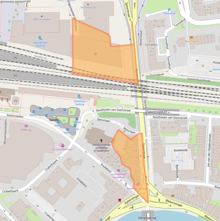 Kaart van postcodegebied 2801BA.