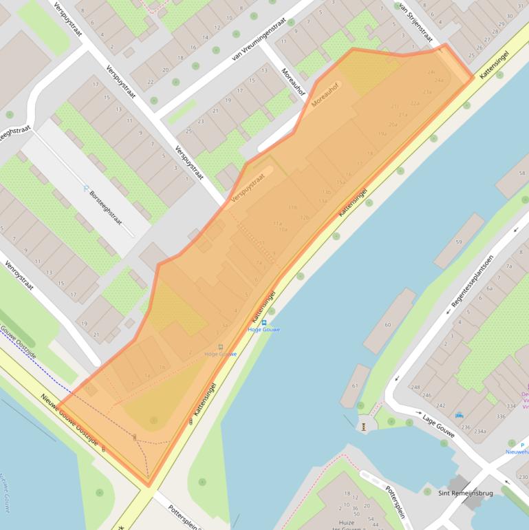 Kaart van postcodegebied 2801CA.