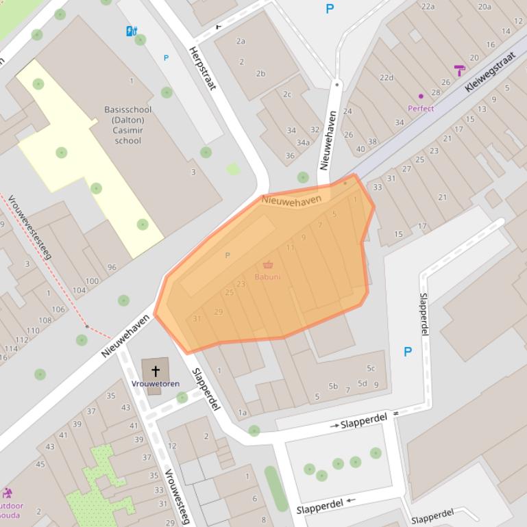 Kaart van postcodegebied 2801CS.