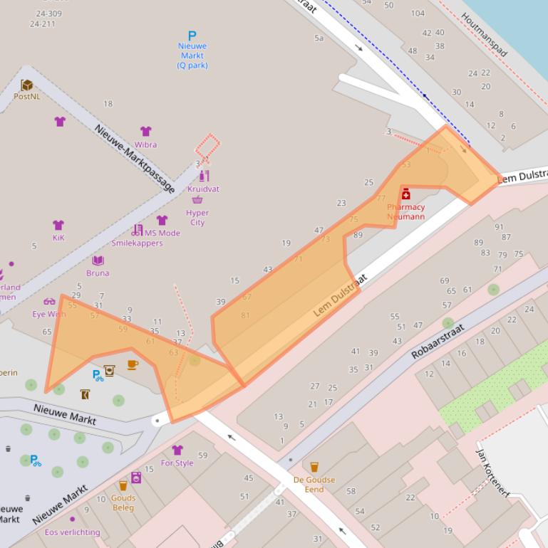 Kaart van postcodegebied 2801EP.