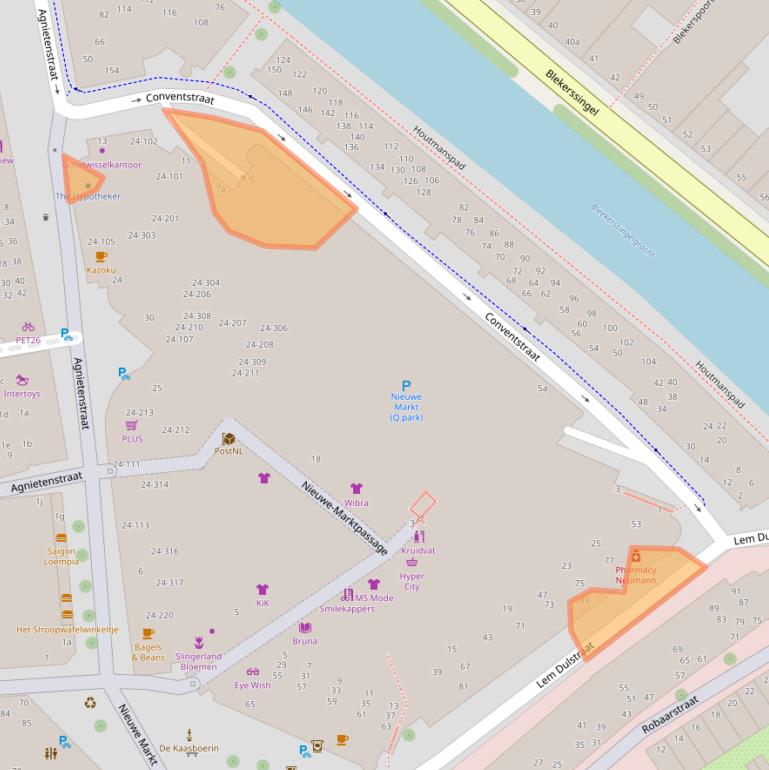 Kaart van postcodegebied 2801ET.