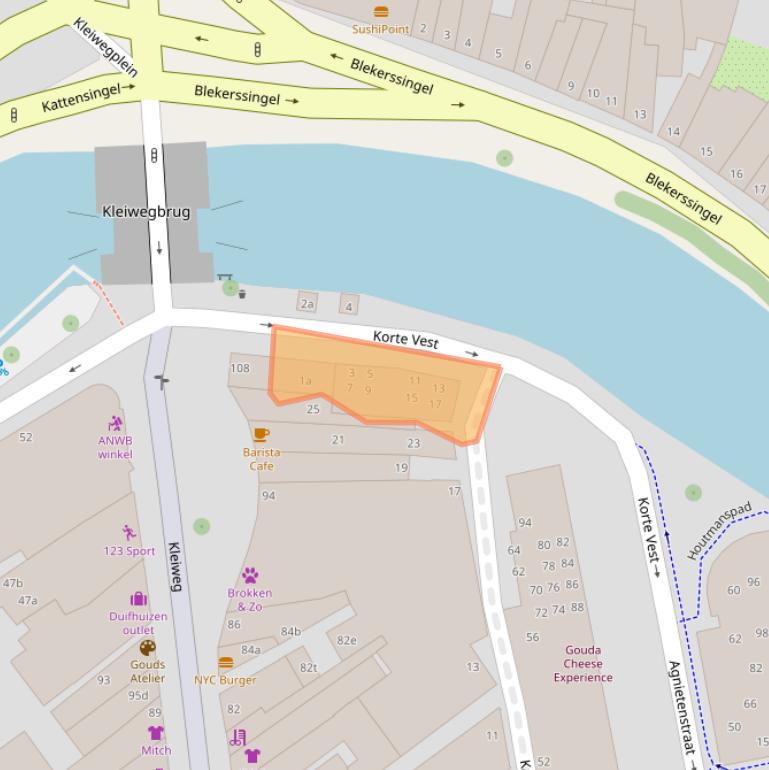 Kaart van postcodegebied 2801GA.