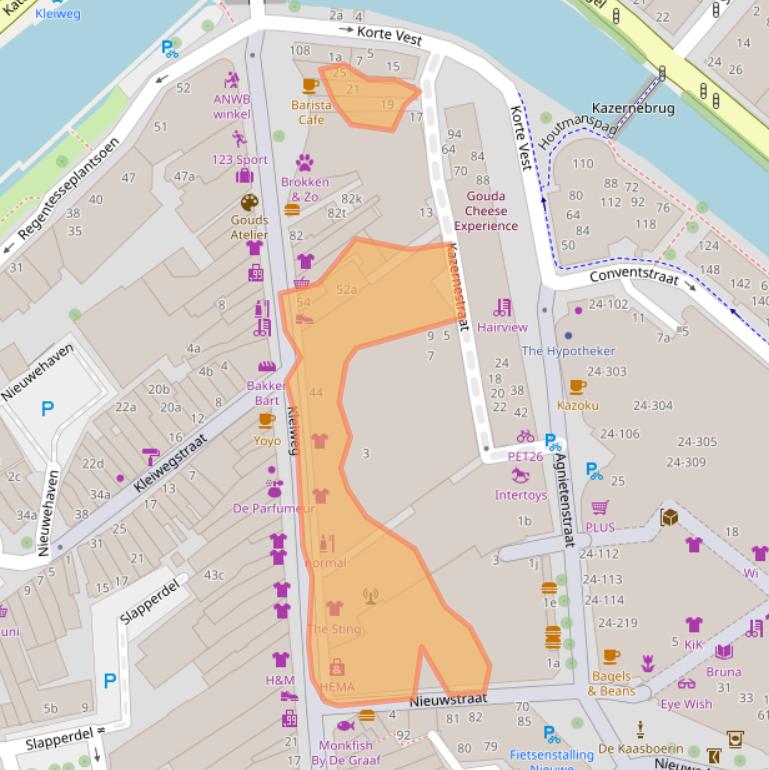 Kaart van postcodegebied 2801GH.