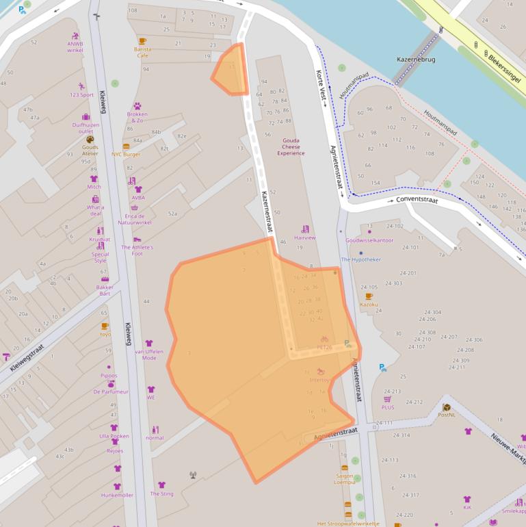 Kaart van postcodegebied 2801GK.