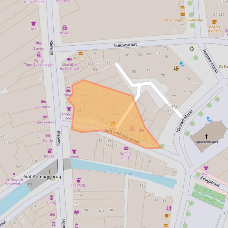 Kaart van postcodegebied 2801GT.