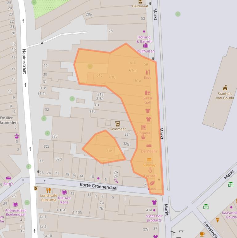 Kaart van postcodegebied 2801JM.