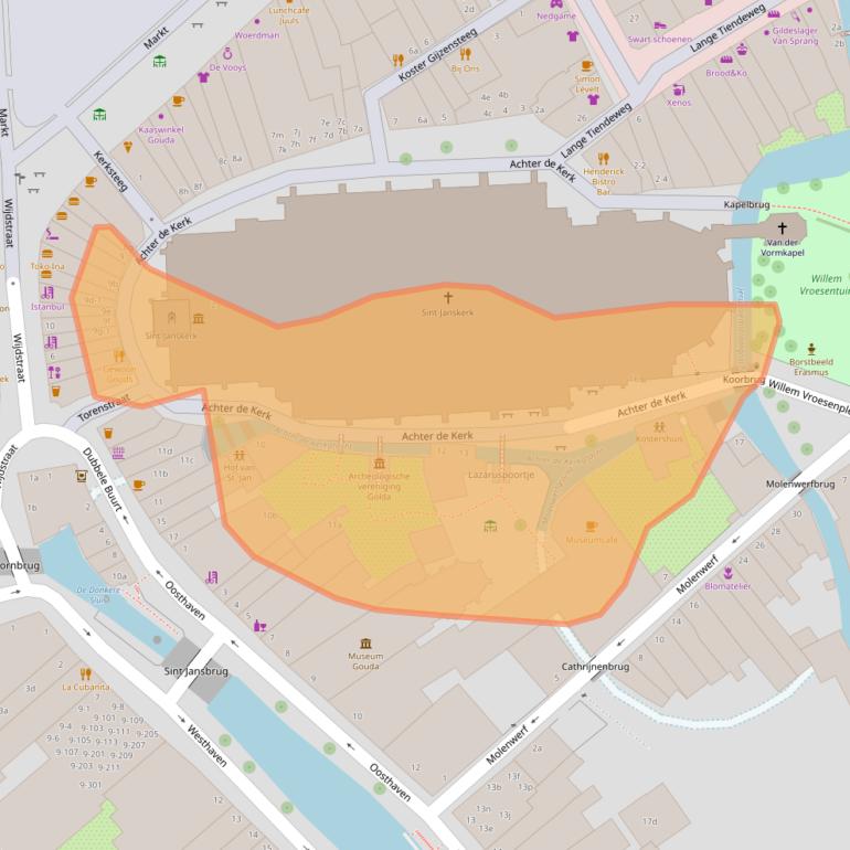 Kaart van postcodegebied 2801JX.