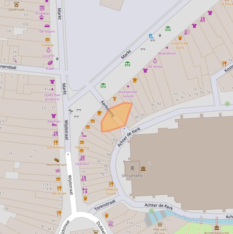 Kaart van postcodegebied 2801JZ.