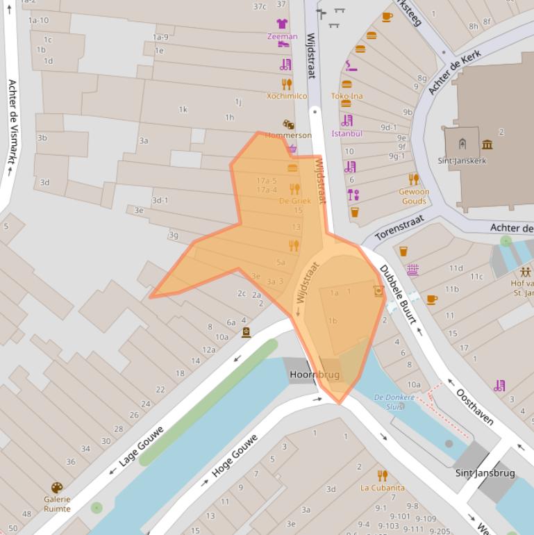 Kaart van postcodegebied 2801KA.