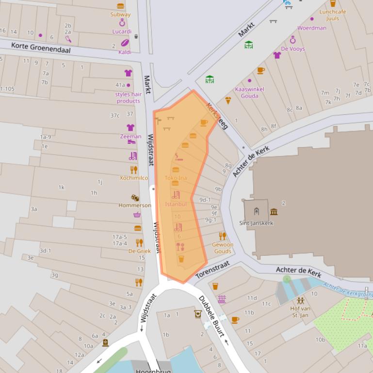 Kaart van postcodegebied 2801KC.