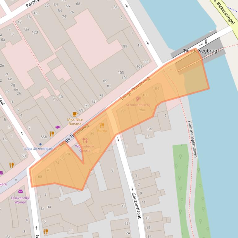 Kaart van postcodegebied 2801KK.