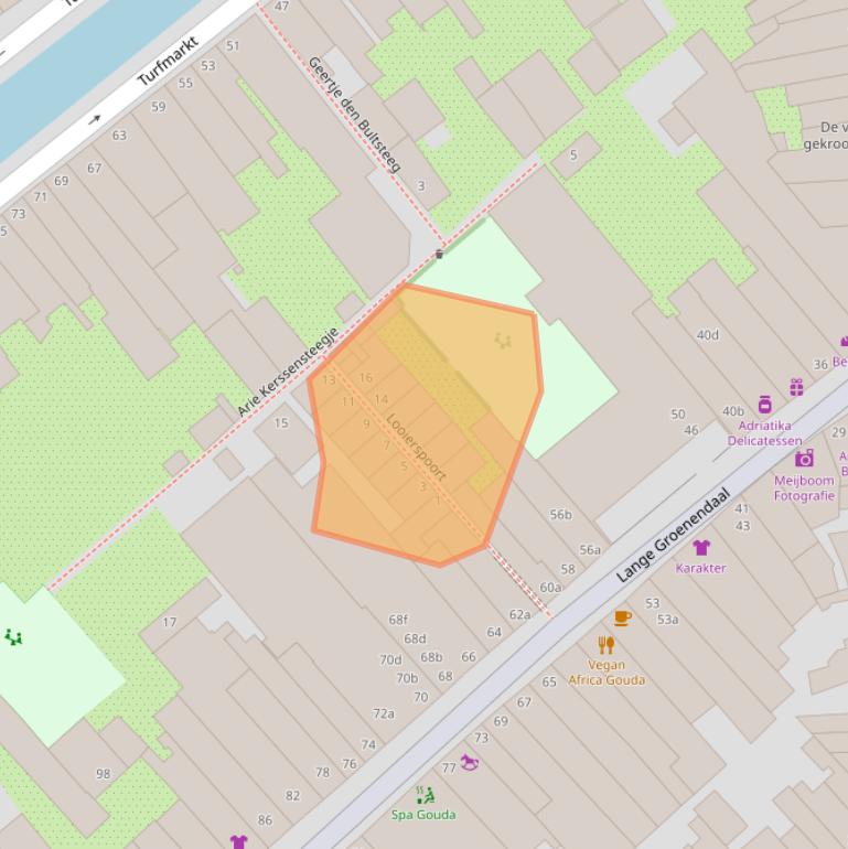Kaart van postcodegebied 2801LP.