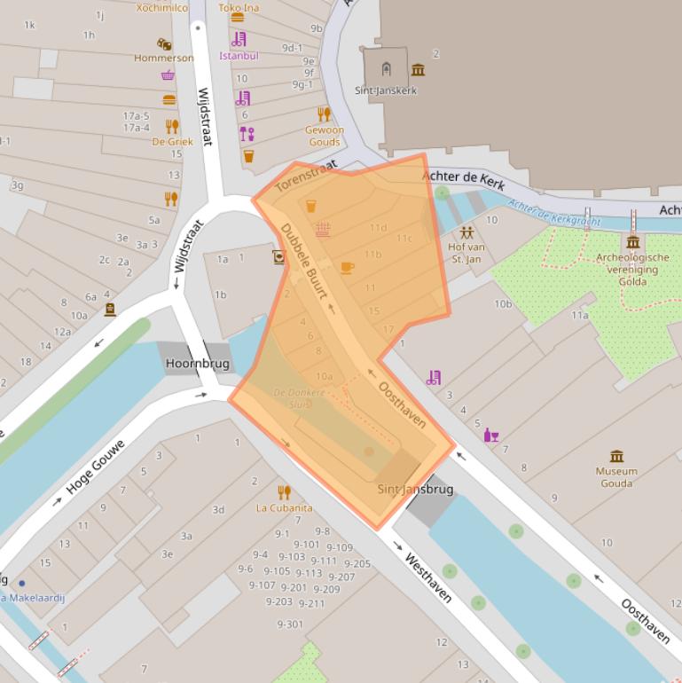 Kaart van postcodegebied 2801PA.