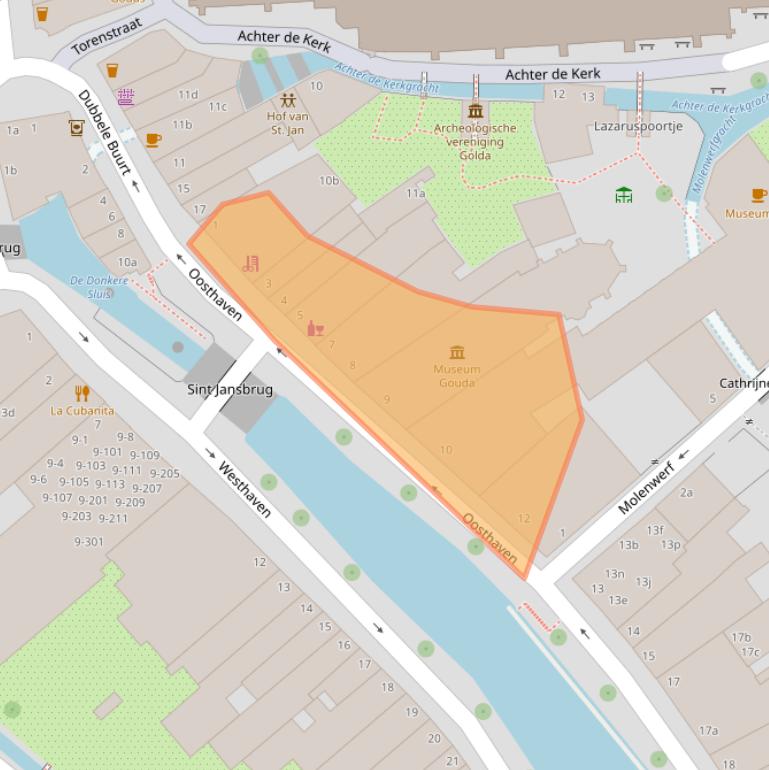 Kaart van postcodegebied 2801PB.