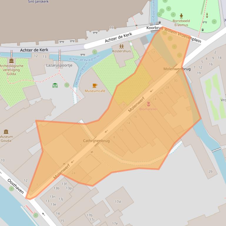 Kaart van postcodegebied 2801PP.