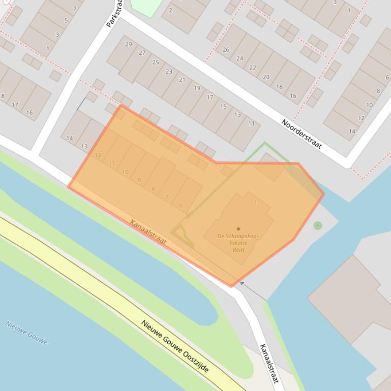 Kaart van postcodegebied 2801SE.