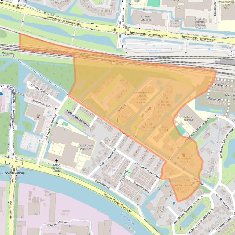 Kaart van postcodegebied 2801SJ.