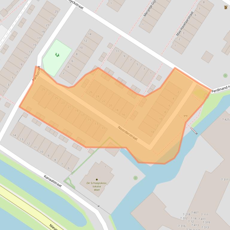 Kaart van postcodegebied 2801TK.