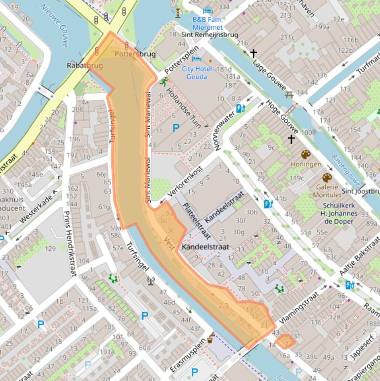 Kaart van postcodegebied 2801VC.