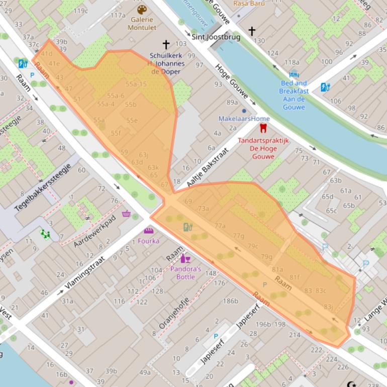 Kaart van postcodegebied 2801VJ.