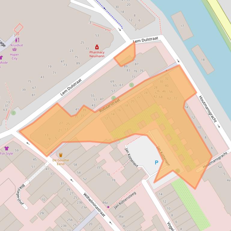 Kaart van postcodegebied 2801XG.