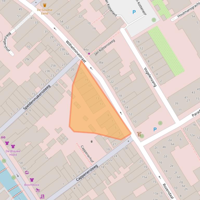 Kaart van postcodegebied 2801XH.