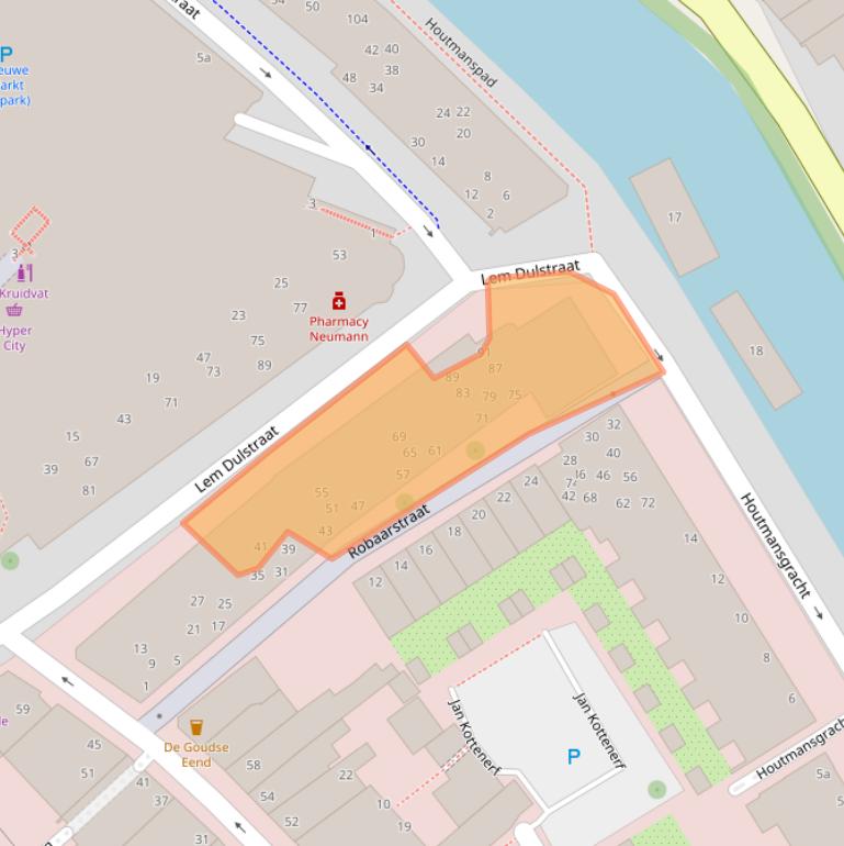 Kaart van postcodegebied 2801XL.