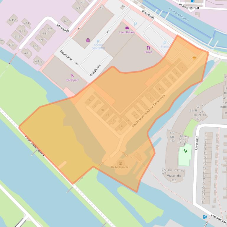 Kaart van postcodegebied 2802AB.