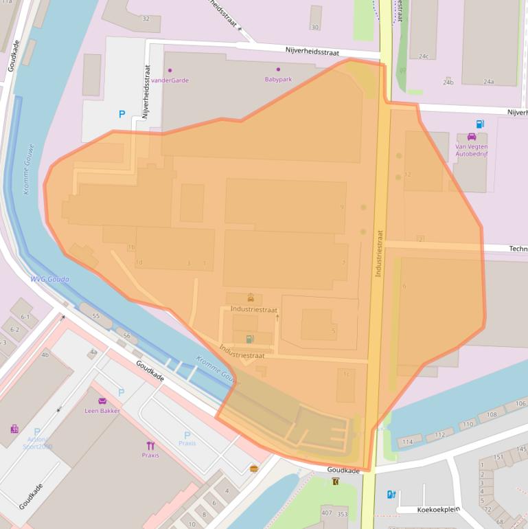 Kaart van postcodegebied 2802AC.