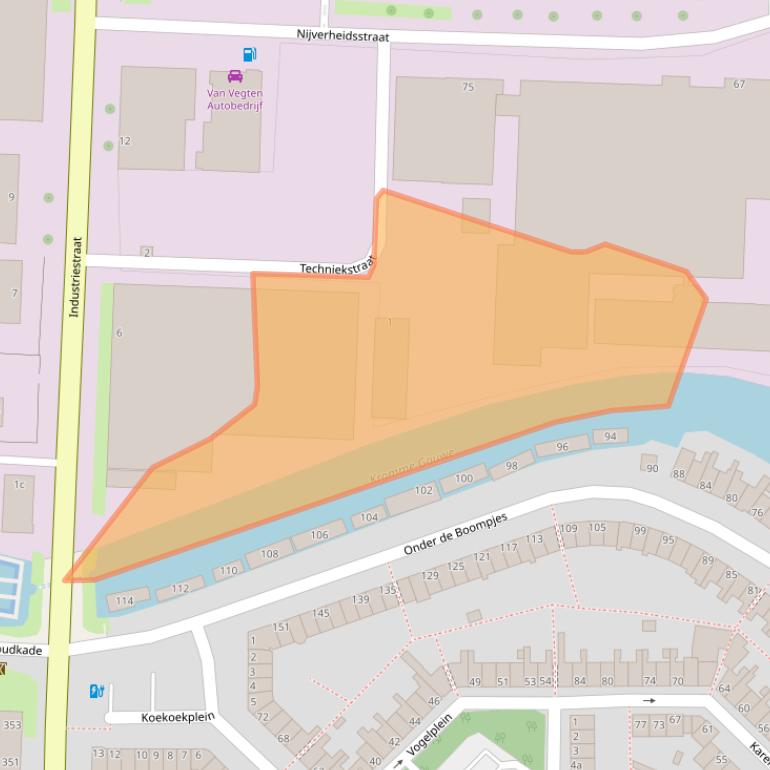 Kaart van postcodegebied 2802AE.