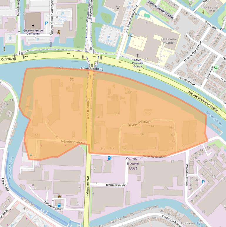 Kaart van postcodegebied 2802AL.