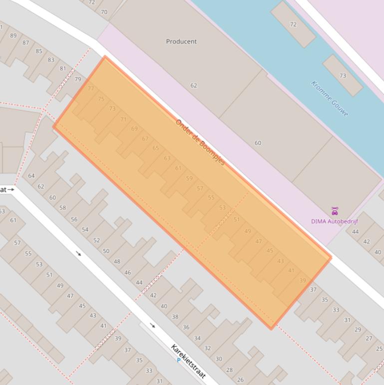 Kaart van postcodegebied 2802AR.