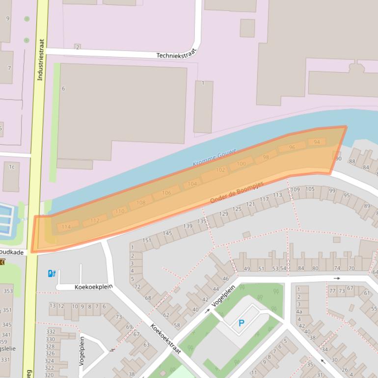 Kaart van postcodegebied 2802AX.